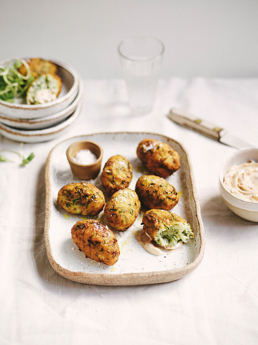 Zucchini koftas with smoky tomato aioli