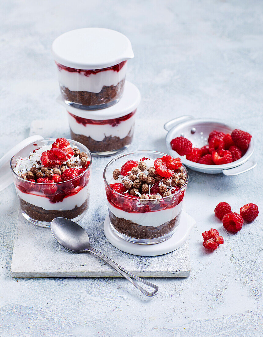 Lamington chia pudding jars