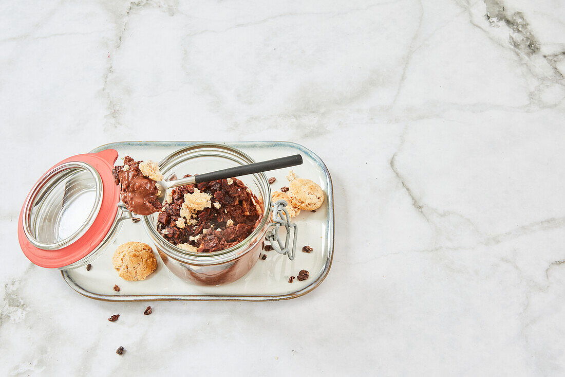 Espresso almond dessert in a jar