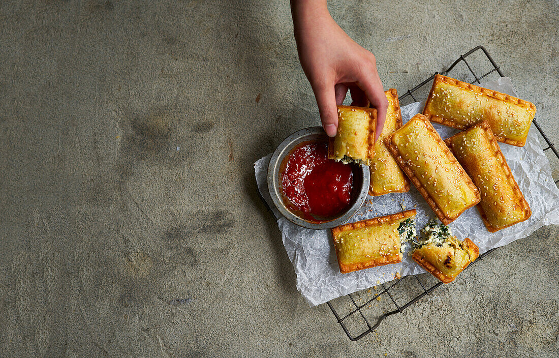 Silverbeet and feta rolls