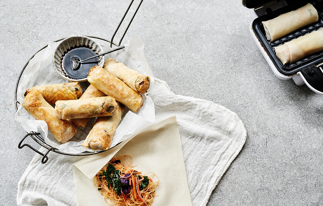 Vegie and Sriracha spring rolls