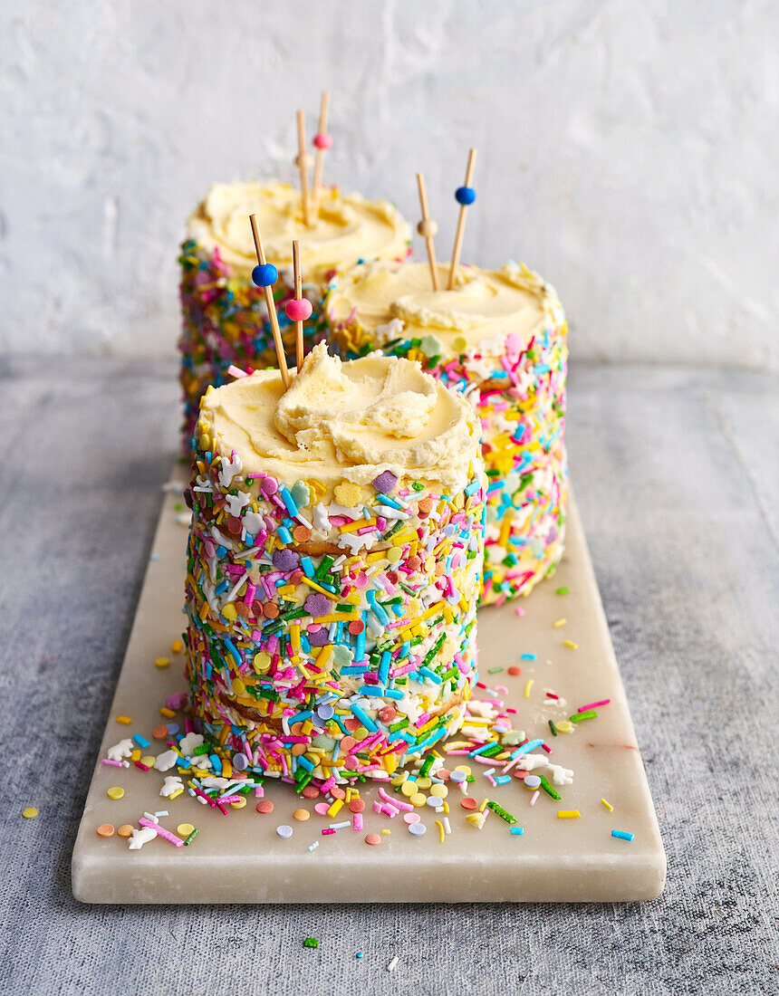 Birthday confetti layer cakes