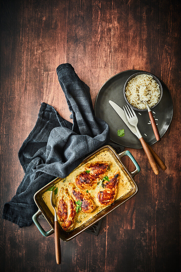 Onion chicken baked in the oven