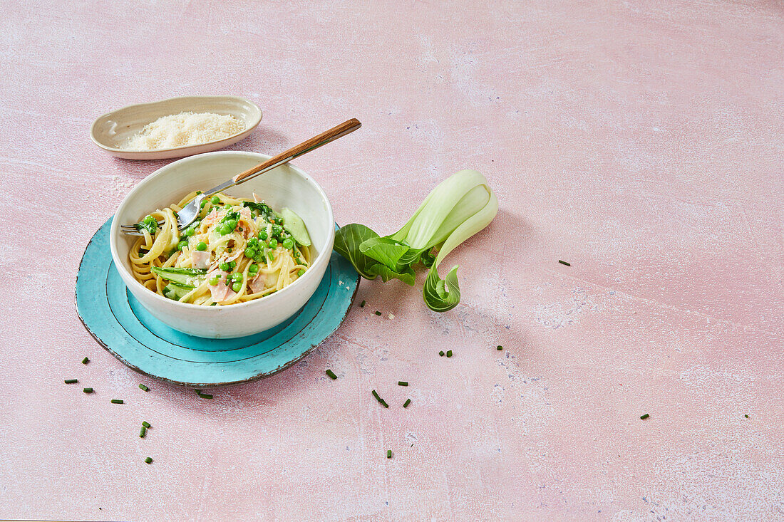 Linguine with bok choy