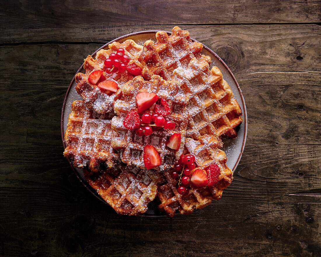 Waffles with red berries