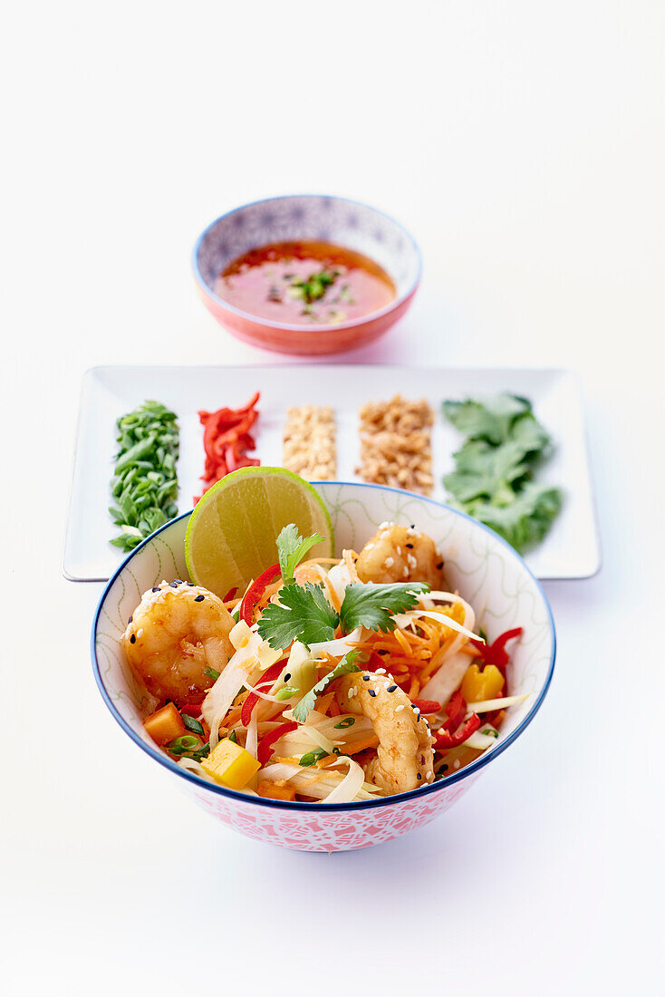 Mango and papaya salad with prawns