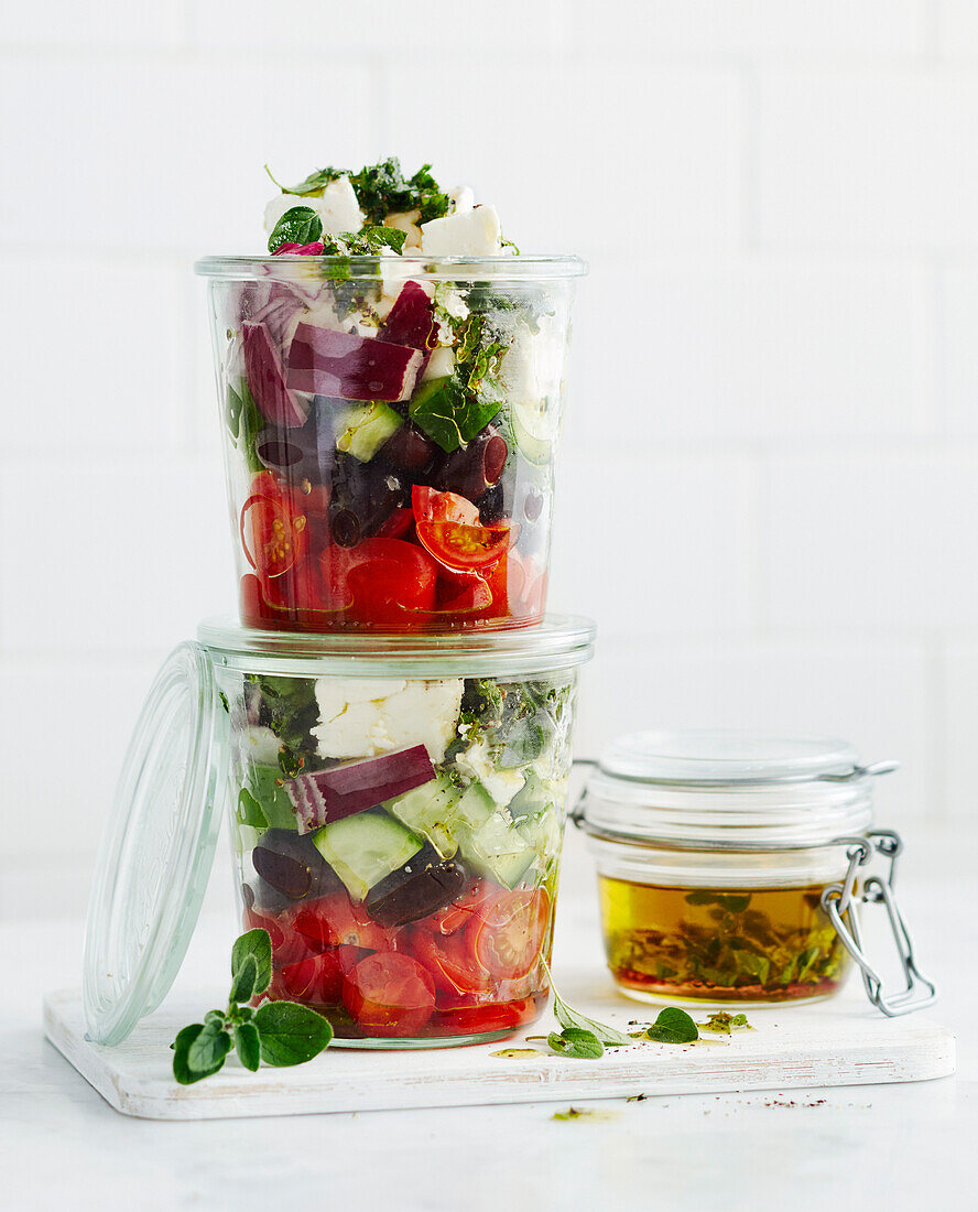 Greek salad jars