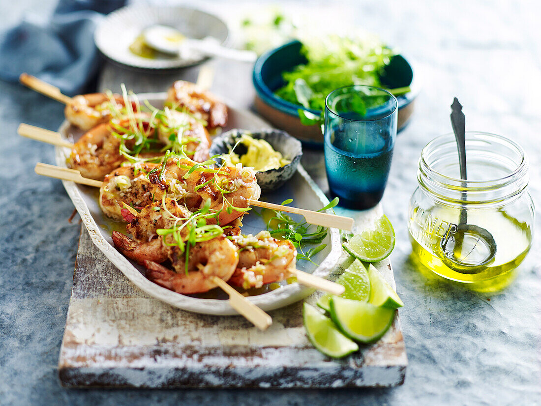 Gegrillte Garnelen mit Zitronengras und Limette