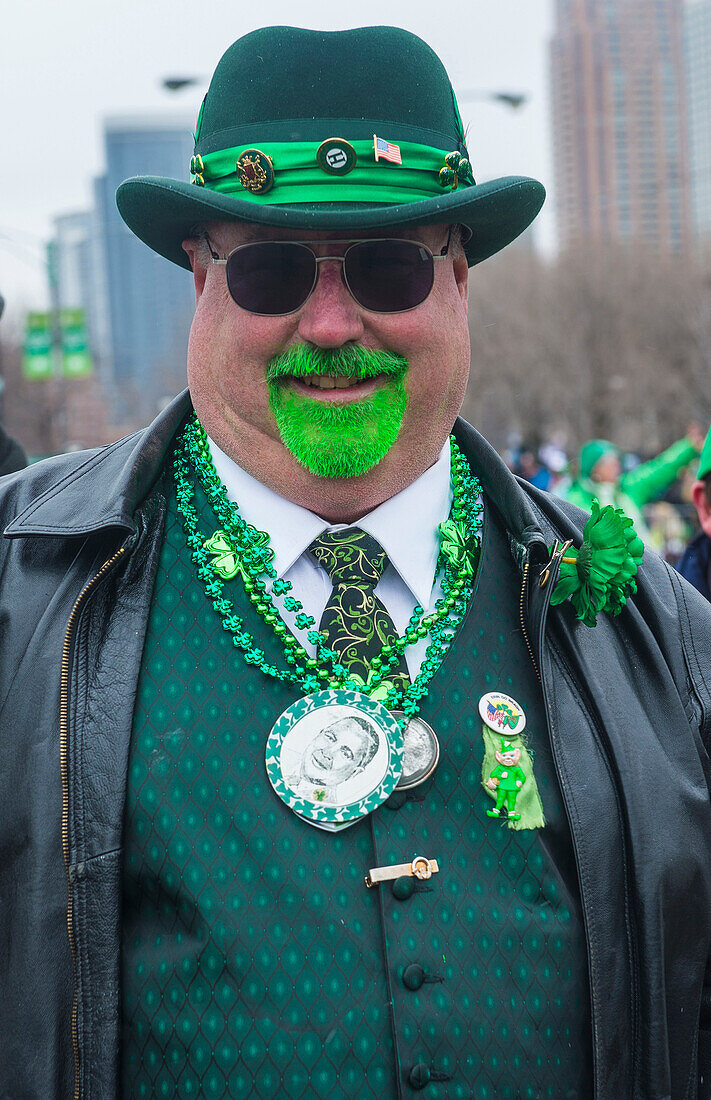 Participant at the annual Saint Patrick's Day Parade in Chicago