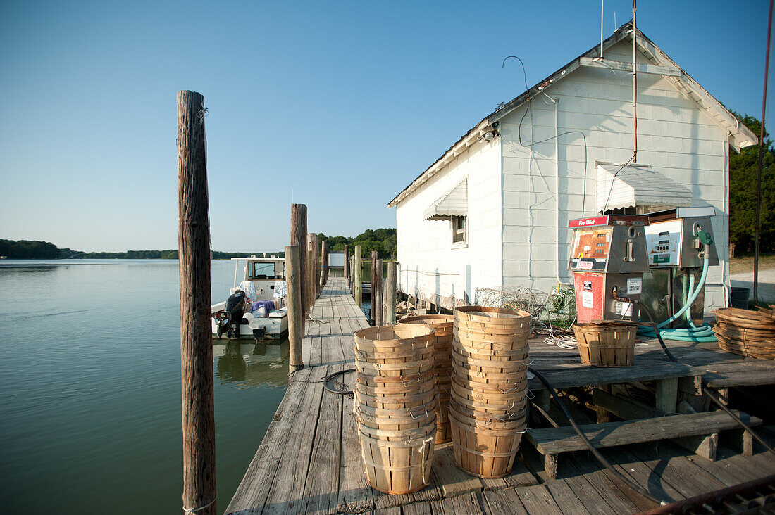 Dock and Shack for oyster farming in Bayford VA
