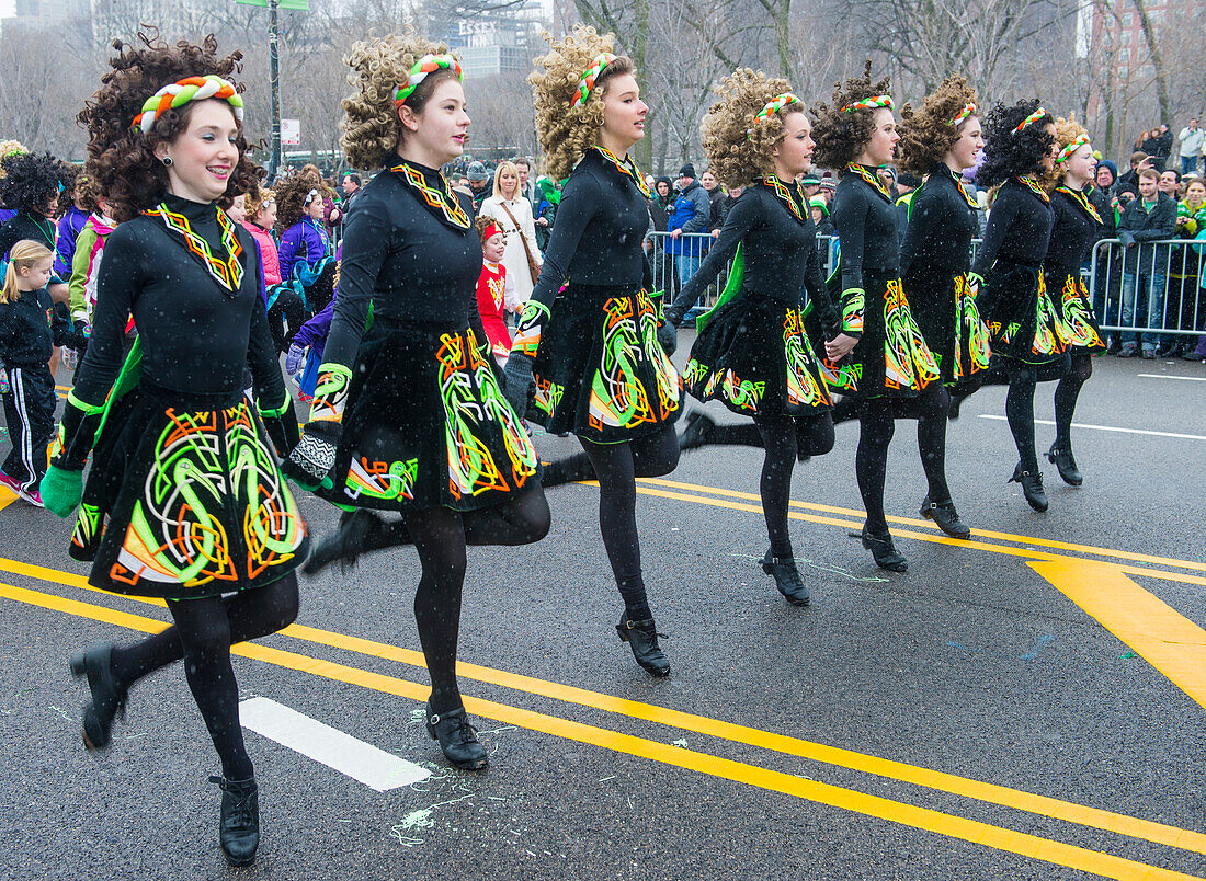 Irish dancers participate at the annual Saint Patrick's Day Parade in Chicago