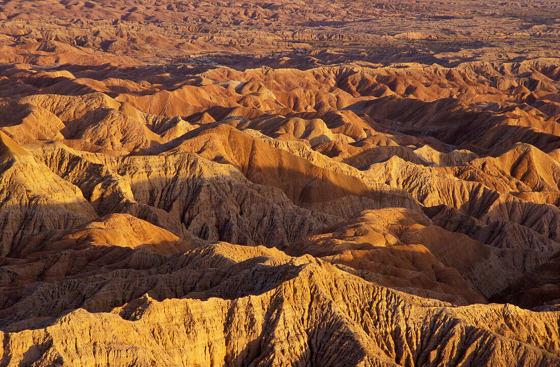 Borrego Badlands from Font's Point at sunset; Anza-Borrego Desert State Park, California.