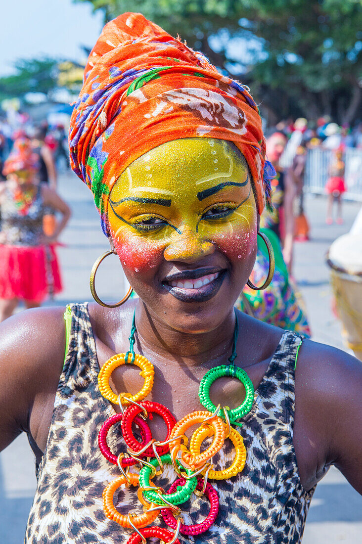Teilnehmer des Barranquilla-Karnevals in Barranquilla, Kolumbien, der zu den größten Karnevalsveranstaltungen der Welt gehört