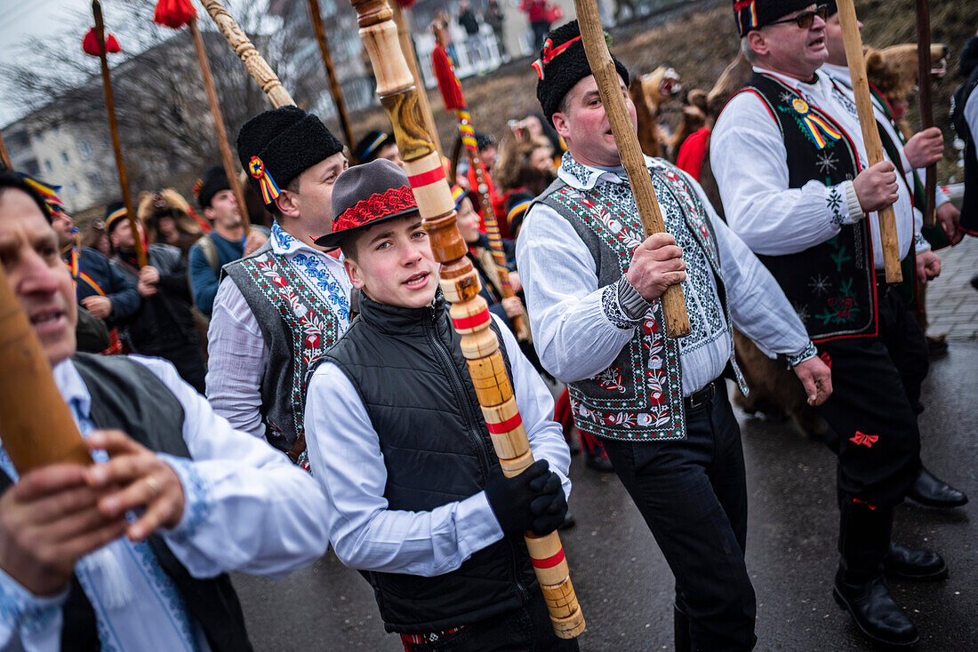 New Year Bear Dancing Festival, Comanesti, Moldova, Romania