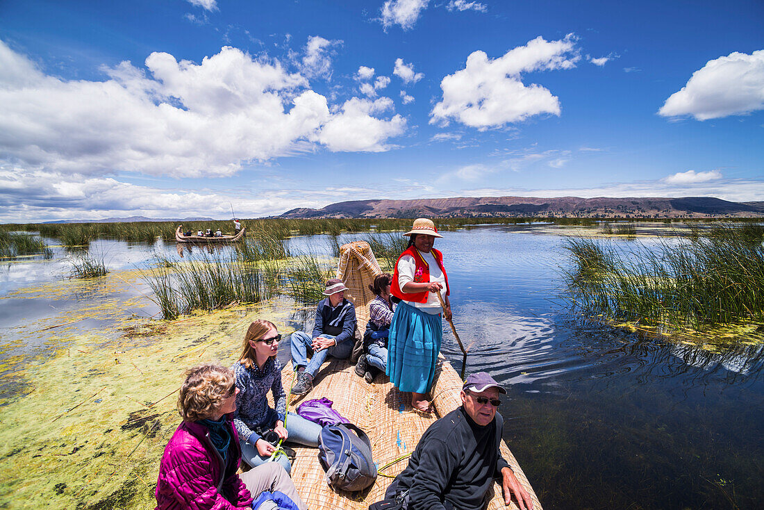 Reed Boat trip at Uros Floating Reed Islands, Lake Titicaca, Puno Province, Peru