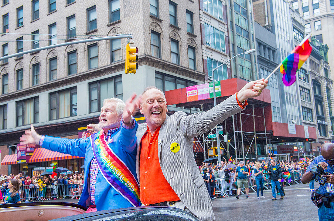 Participants march in the Gay Pride Parade in New York City. The parade is held two days after the U.S. Supreme Court's decision allowing gay marriage in the U.S.