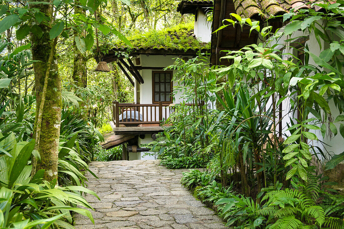 Inkaterra Machu Picchu Pueblo Hotel, ein preisgekröntes Luxus-Öko-Hotel im Dorf Machu Picchu, Peru.