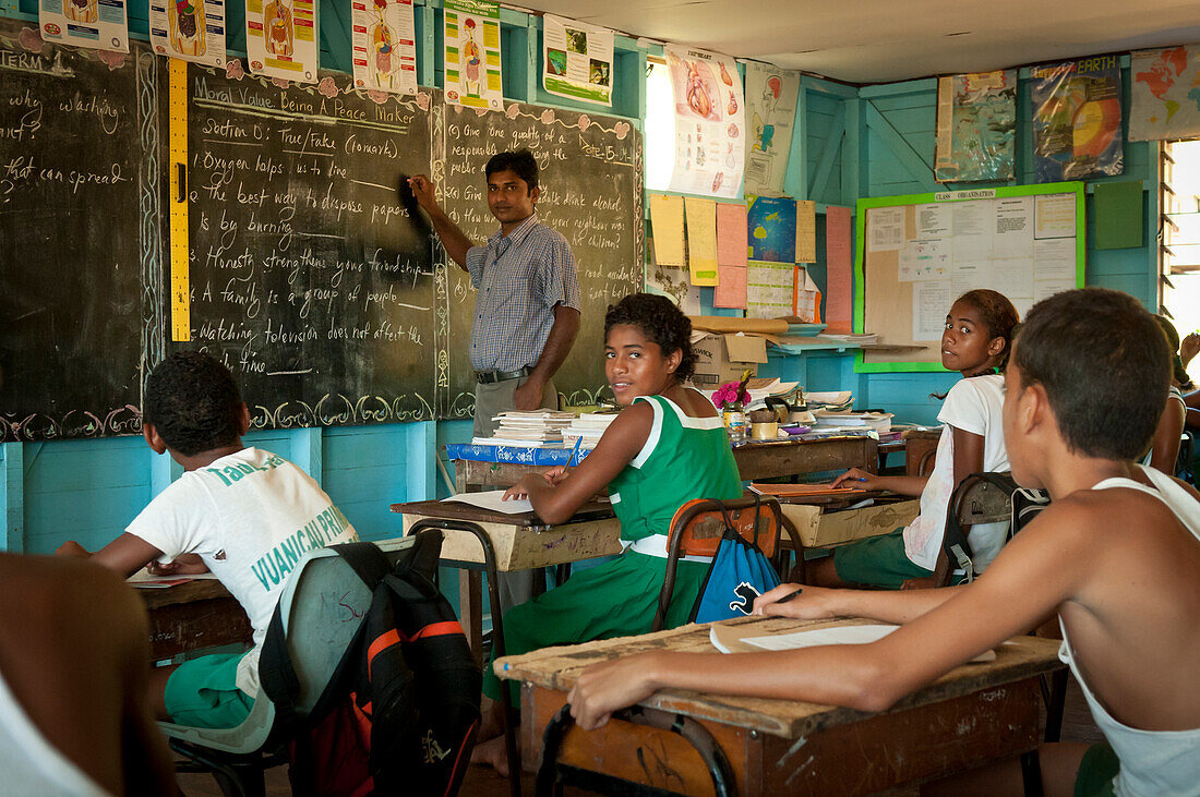 Master Reddy's classroom at Vuanicau Primary School in Tongo village on Qamea Island, Fiji.