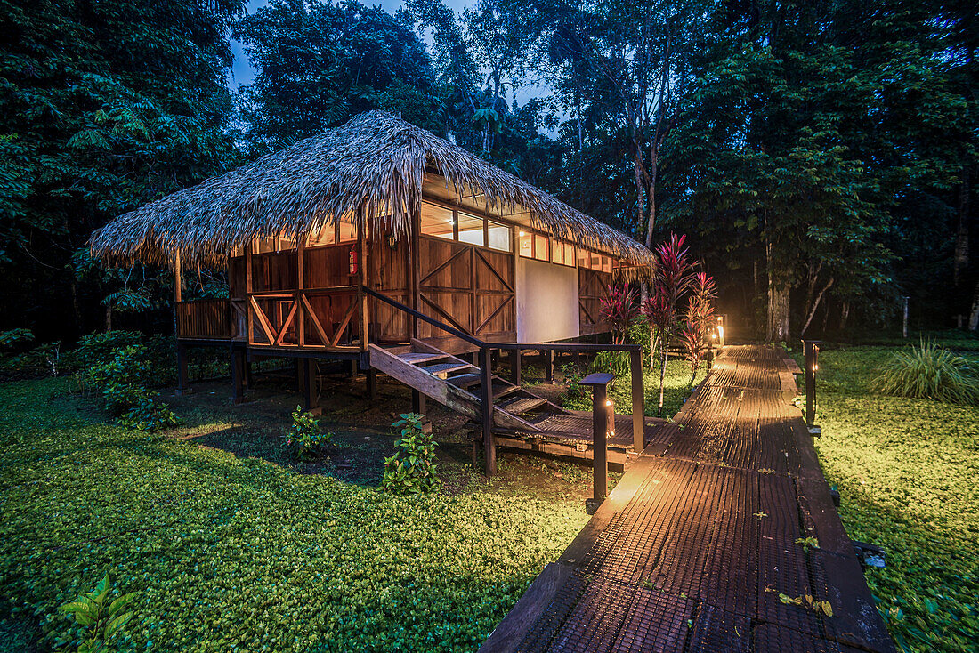 Bedrooms at Sacha Lodge, an Amazon Rainforest lodge near Coca in Euador, South America