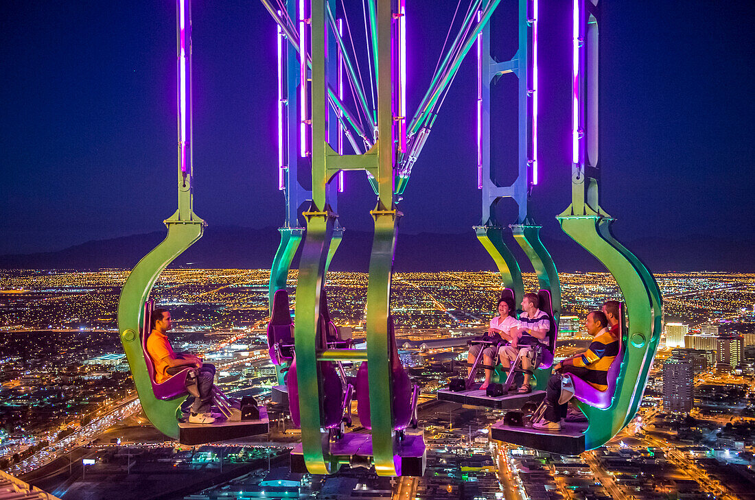 The x-stream thrill ride on the top of Stratosphere tower