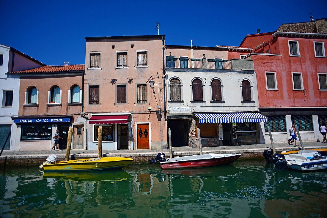 Colourful buildings along the canals of Murano, Venice, Italy