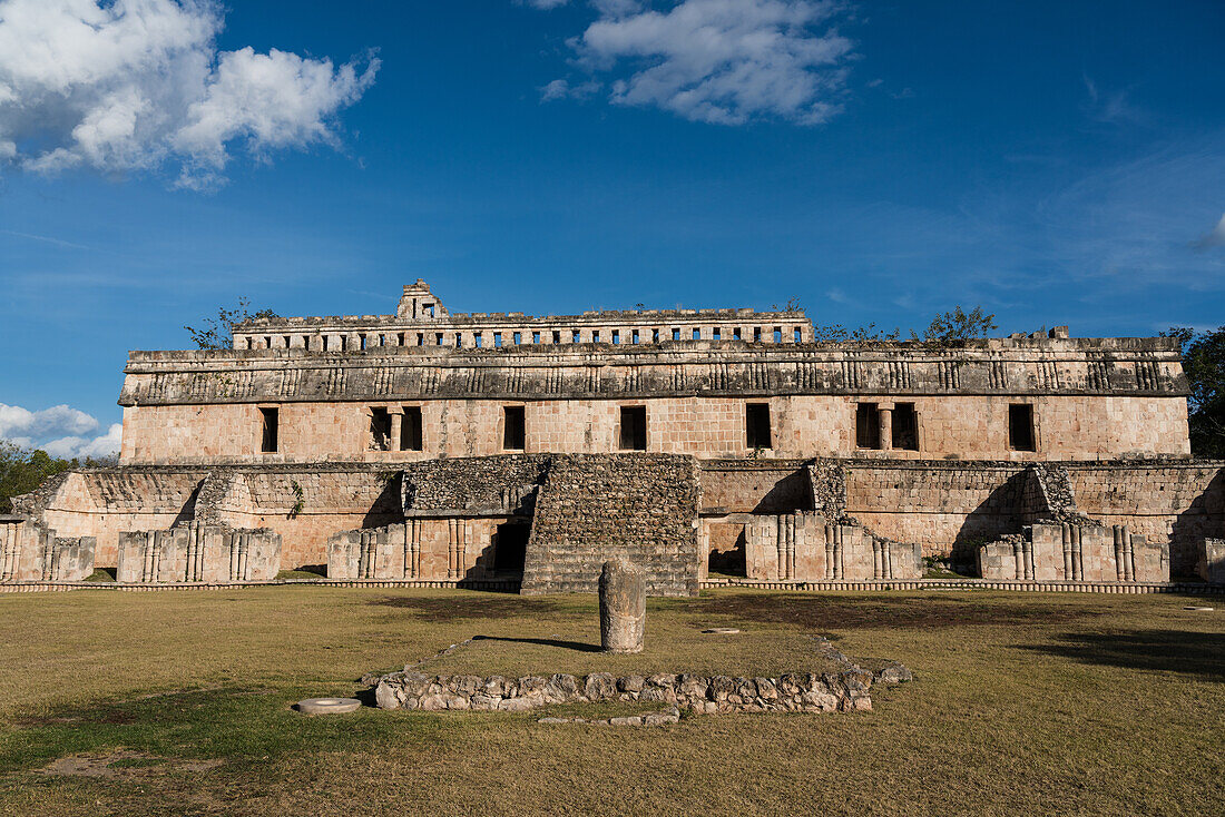 The Palace at Kabah. The pre-Hispanic Mayan ruins of Kabah are part of the Pre-Hispanic Town of Uxmal UNESCO World Heritage Center in Yucatan, Mexico.