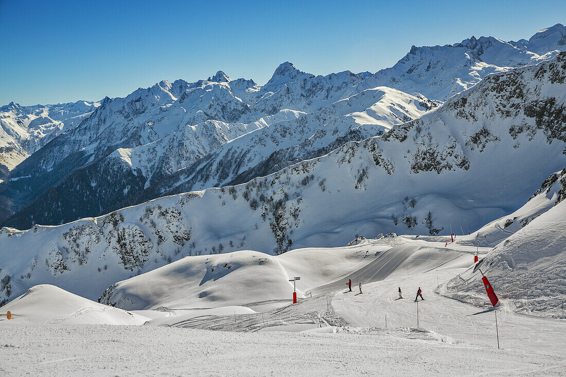 Luchon- Superbagneres ski resort. Bagneres de Luchon. Haute-Garonne. Midi Pyrenees. France.