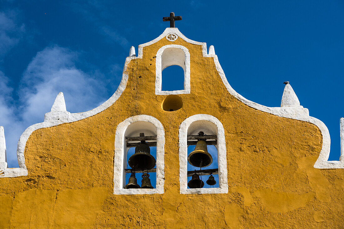 The Convent of San Antonio or Saint Anthony of Padua was founded in 1549 completed by 1562. It was built on the foundation of a large Mayan pyramid. Izamal, Yucatan, Mexico. The Historical City of Izamal is a UNESCO World Heritage Site.