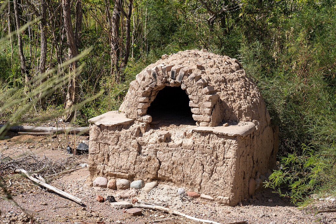 Ruins of a traditional stone and adobe oven or horno near Calingasta, San Juan Province, Argentina.