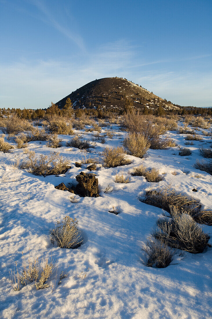 Schonchin Butte, a volcanic ash cinder cone; Lava Beds National Monument, California.