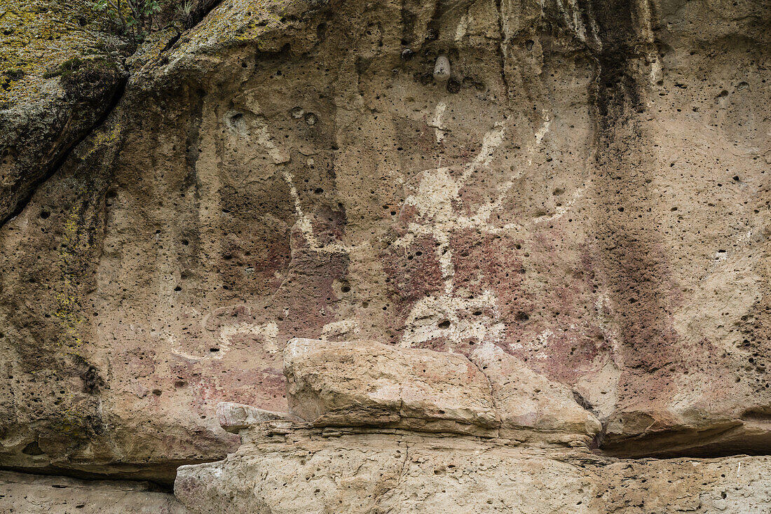 This pictograph or rock art painting near Yagul in the Tlacolula Valley of Oaxaca is more than 5,000 years old.