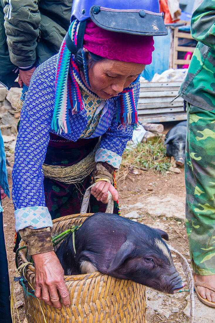 The weekend market in Dong Van Vietnam