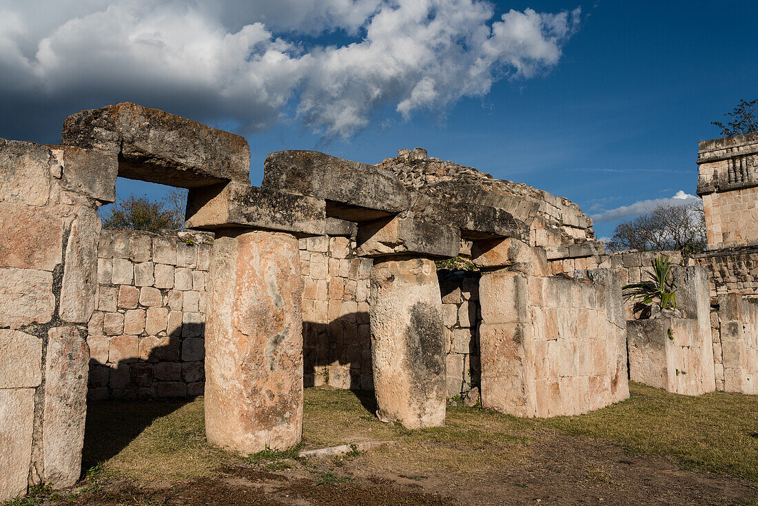 The Palace at Kabah. The pre-Hispanic Mayan ruins of Kabah are part of the Pre-Hispanic Town of Uxmal UNESCO World Heritage Center in Yucatan, Mexico.