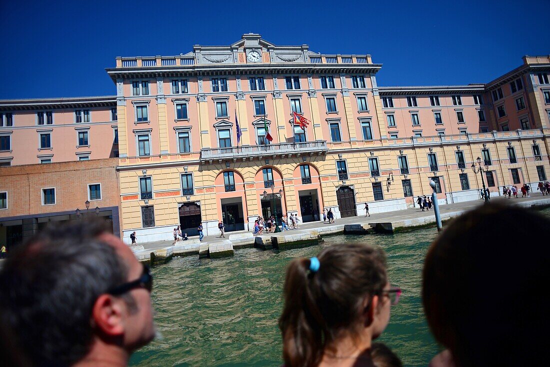 Tourists on vaporetto, Venice, Italy