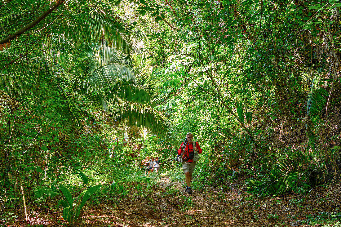 Hikers on trail to Cerro Majaguas with Xplore Mexico; Lo de Marcos, Riviera Nayarit, Mexico.
