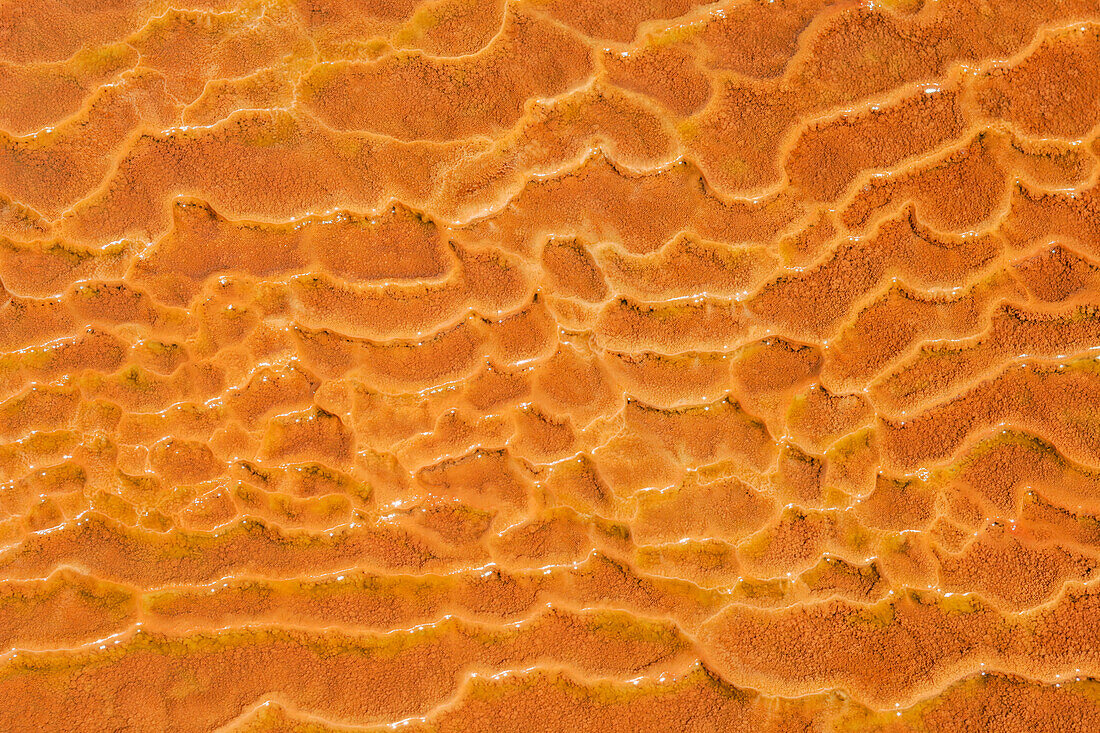 Colorful travertine deposits around the Crystal Geyser, a cold-water geyser near Green River, Utah.