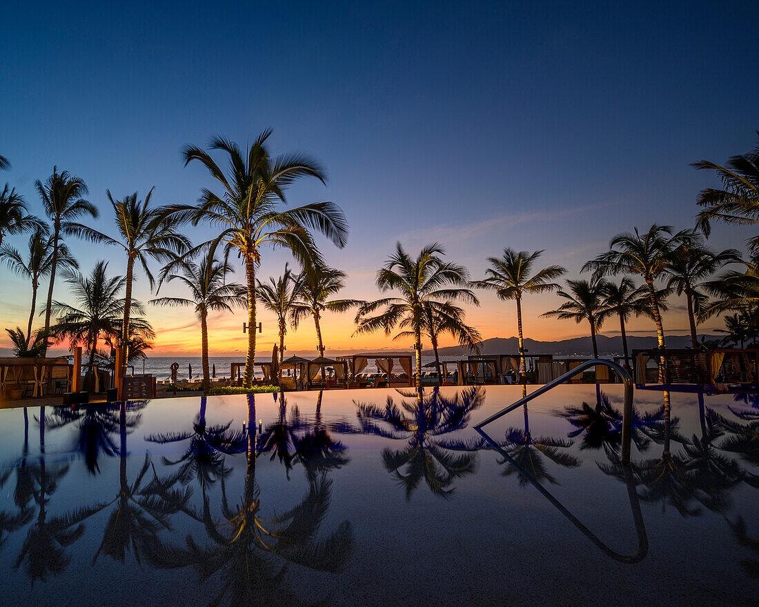 Sunset at Marival Emotions Resort in Nuevo Vallarta, Riviera Nayarit, Mexico.