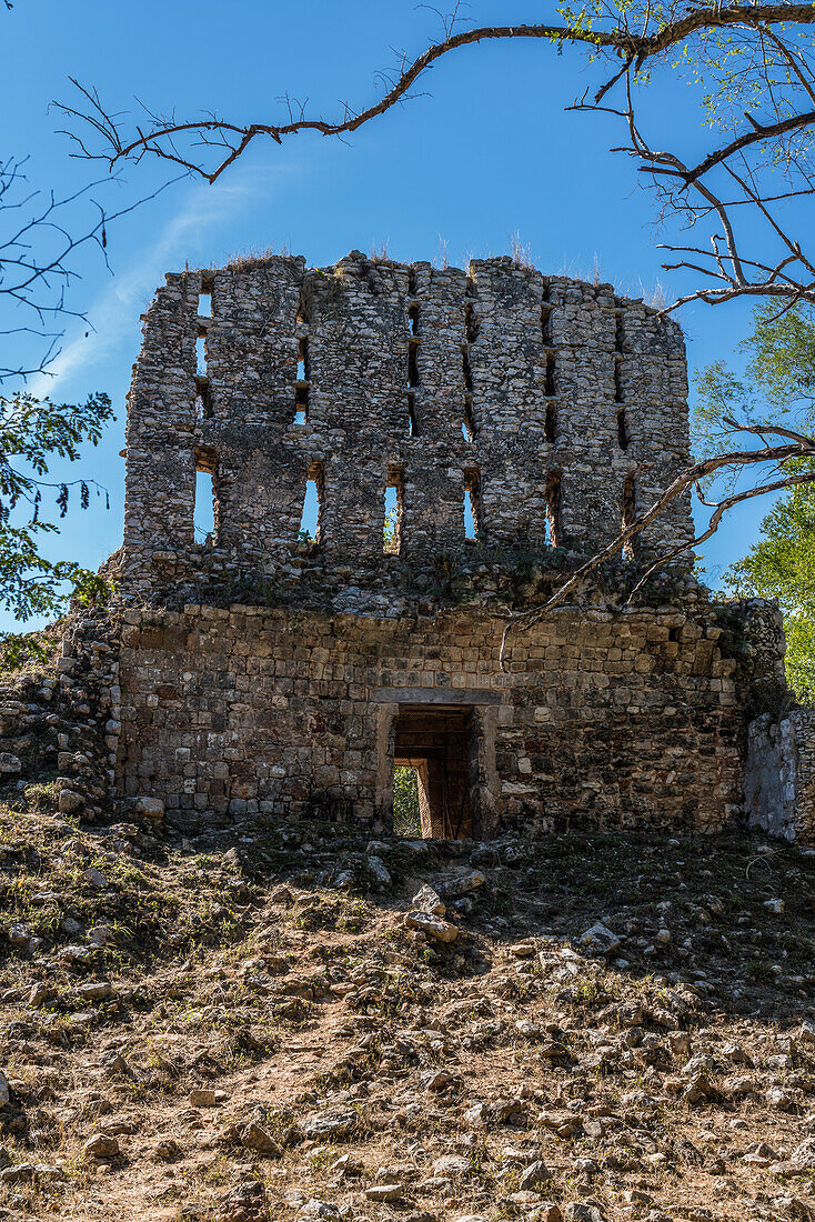 The ruins of the Mayan city of Sayil are part of the Pre-Hispanic Town of Uxmal UNESCO World Heritage Center in Yucatan, Mexico.