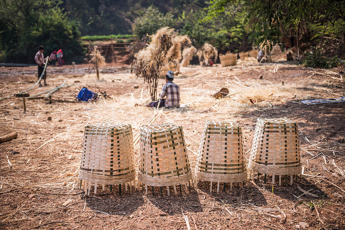 Basket weaving near Inle Lake, Shan State, Myanmar (Burma)