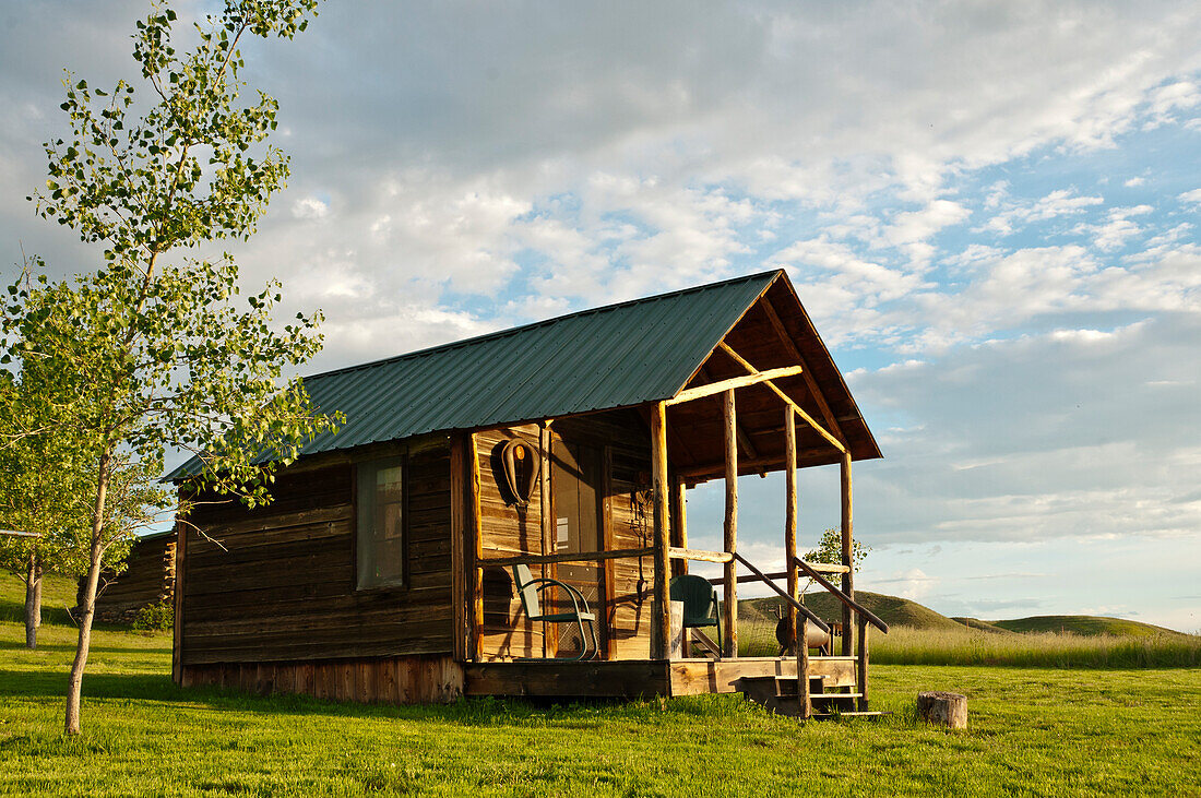 Virgelle Mercantile guest cabin; Virgelle, Montana.