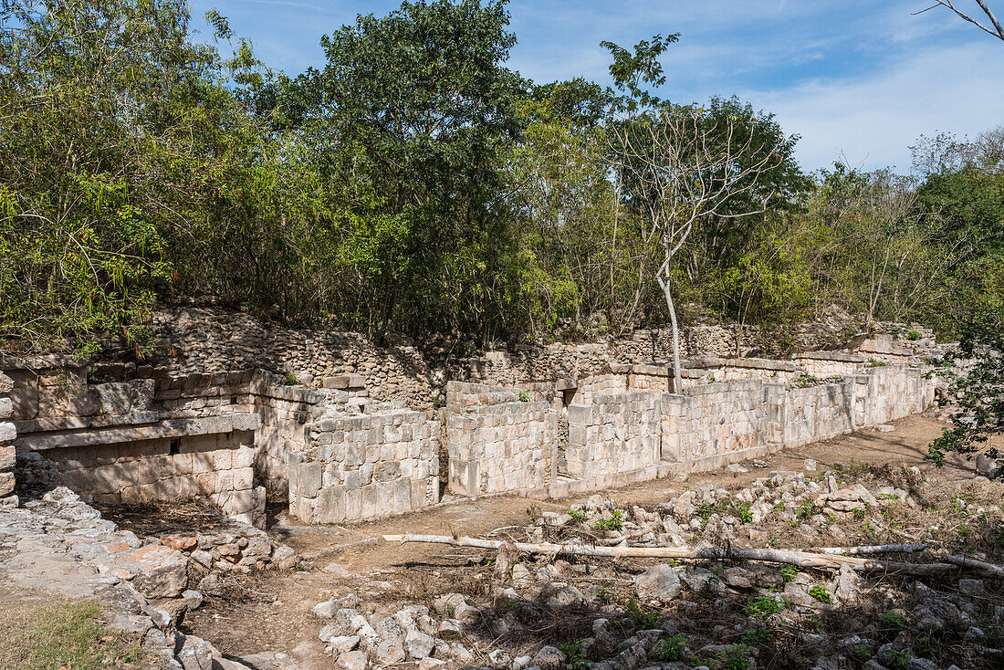 The Dovecote or Pigeon House Group of ruins in the Mayan city of Uxmal in Yucatan, Mexico. Pre-Hispanic Town of Uxmal - a UNESCO World Heritage Center.