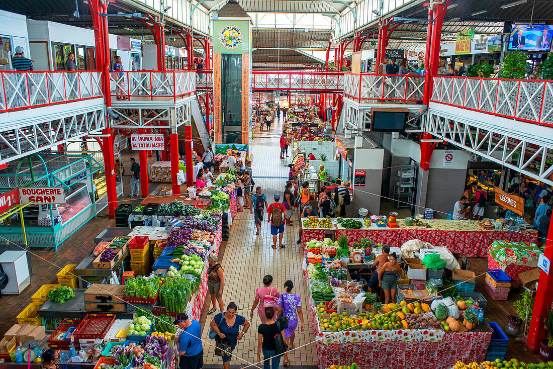 Papeete Municipal covered Market, Papeete, Tahiti, Französisch-Polynesien, Tahiti Nui, Gesellschaftsinseln, Französisch-Polynesien, Südpazifik.
