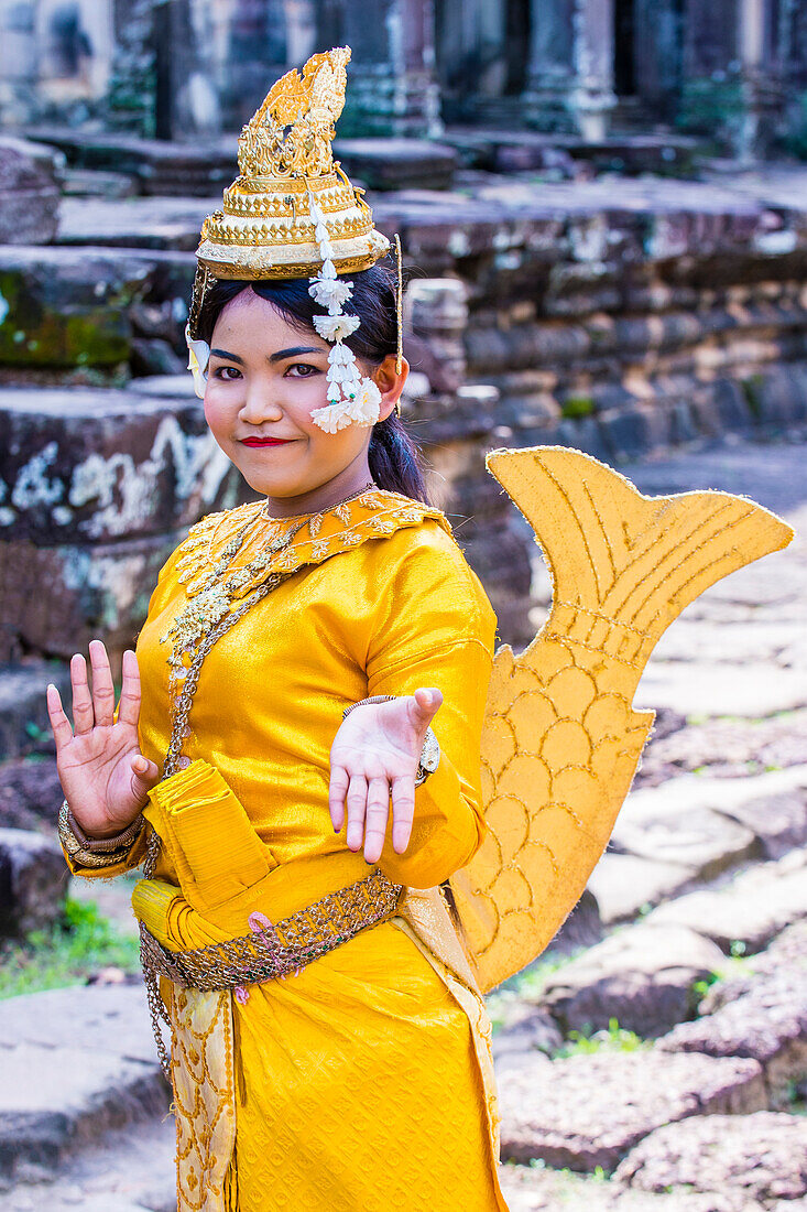 Cambodian Apsara dancer in Angkor Wat , Siem Reap Cambodia