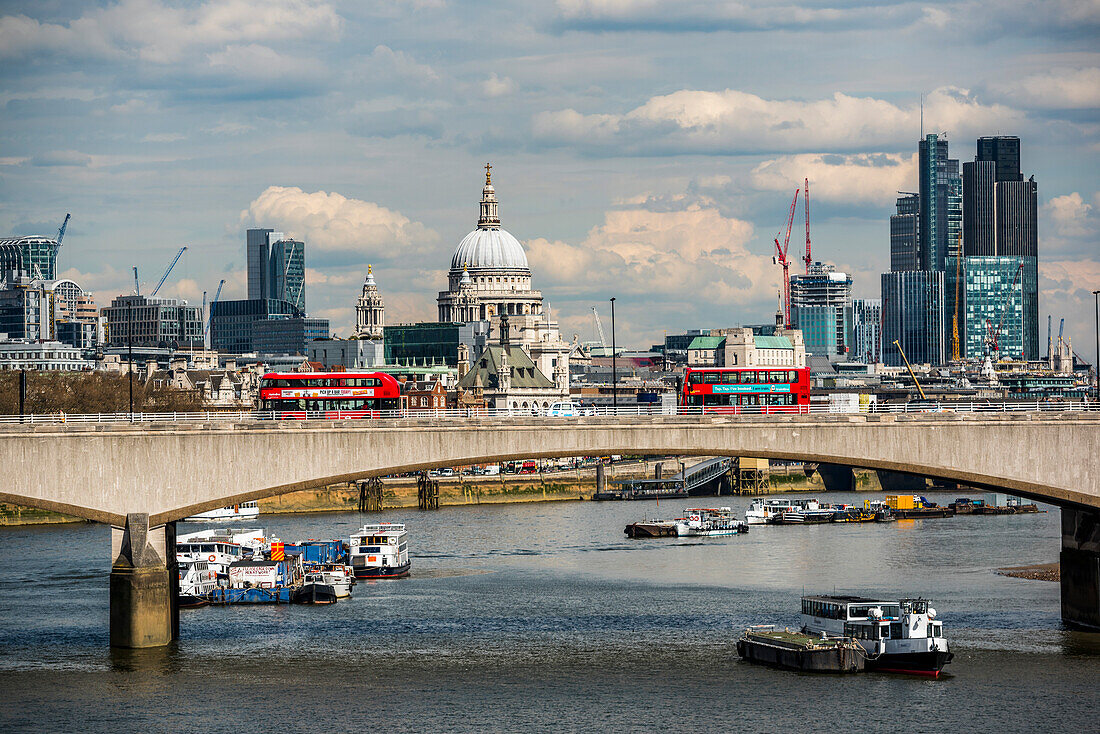 St Pauls Cathedral seen behind Waterloo Bridge, London, England, United Kingdom