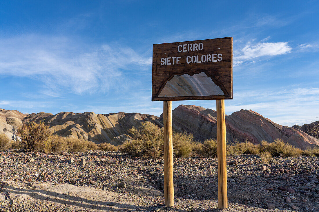 Colorful geologic formations at the Hill of Seven Colors near Calingasta, San Juan Province, Argentina.