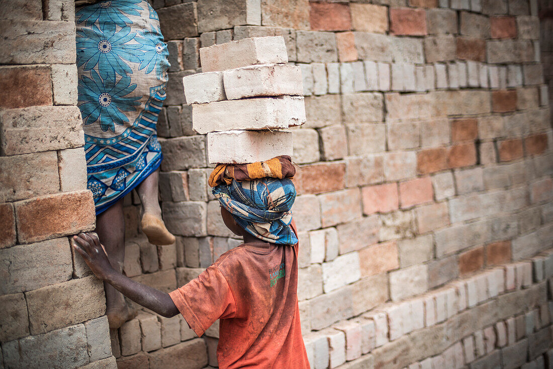 Brick workers near Ranomafana, Haute Matsiatra Region, Madagascar