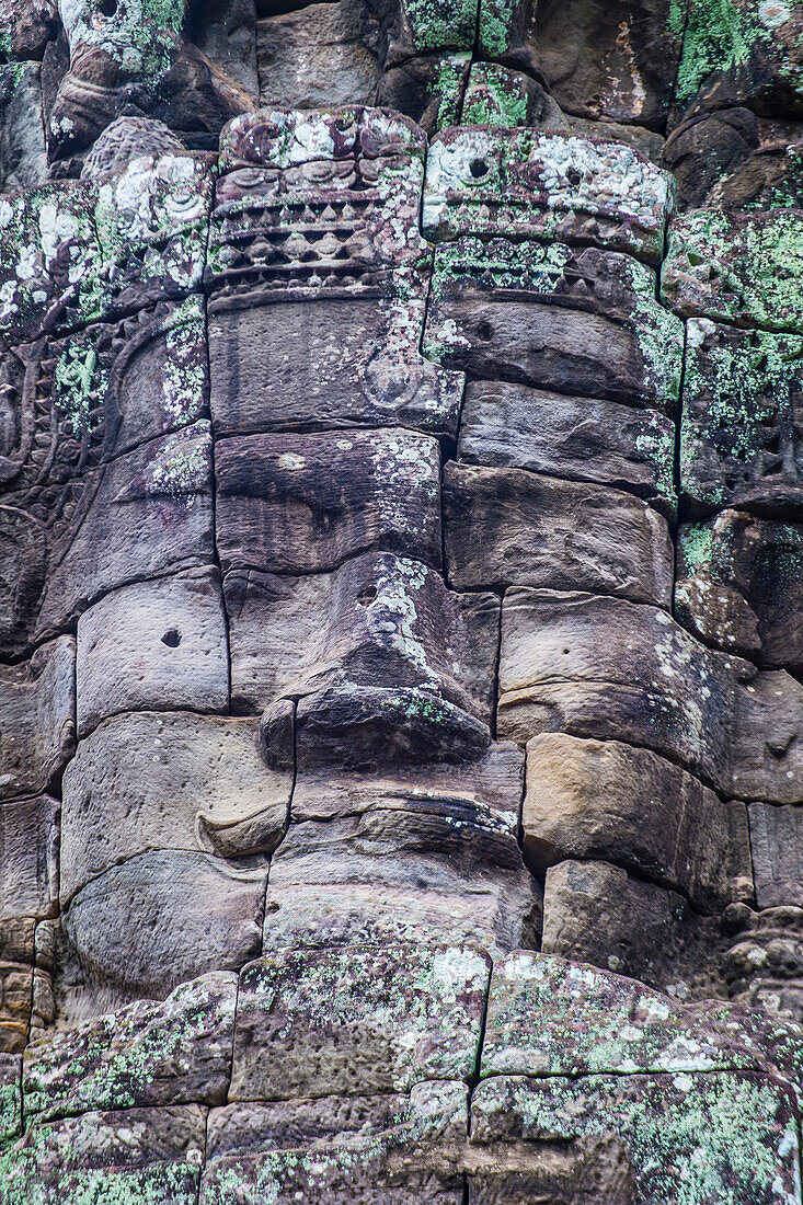 Steingesicht am Bajon-Tempel in Angkor Thom, Siem Reap, Kambodscha