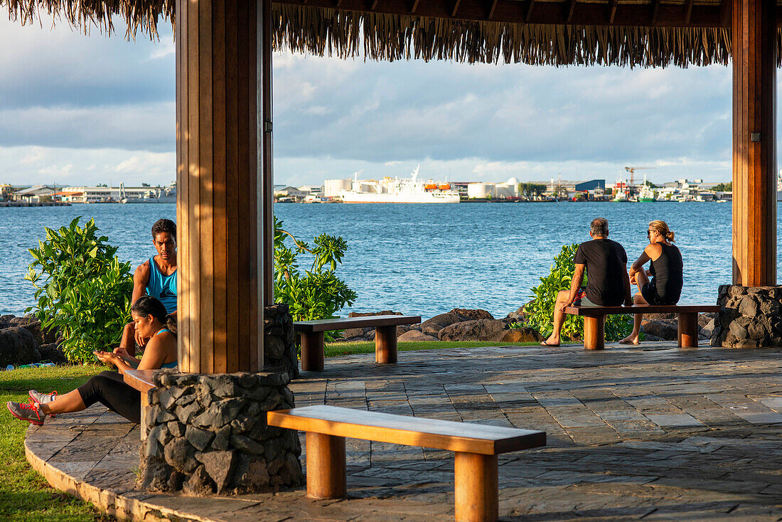 Pa'ofa'i-Gärten im Stadtzentrum von Papeete. Tahiti, Französisch-Polynesien, Hafen von Papeete, Tahiti Nui, Gesellschaftsinseln, Französisch-Polynesien, Südpazifik