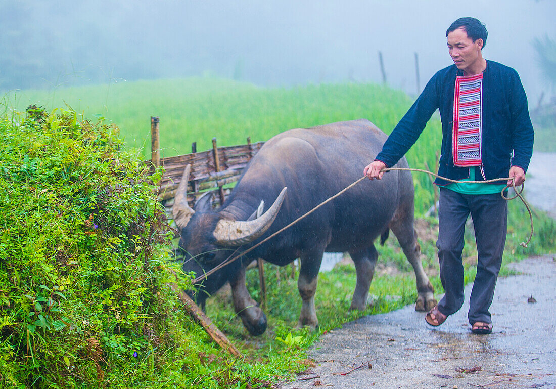 Man from the Red Dao minority in a village near Ha Giang in Vietnam