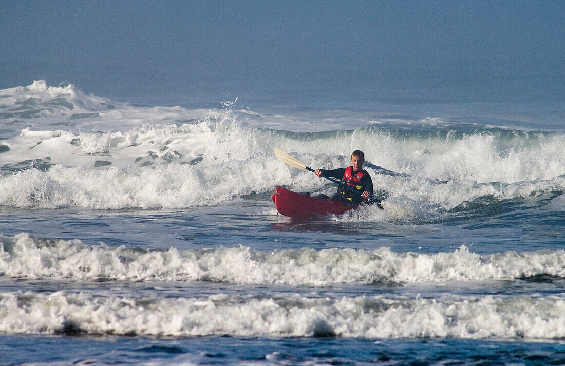 Kayaking at Myers Creek area of Pistol River State Park on the southern Oregon coast.